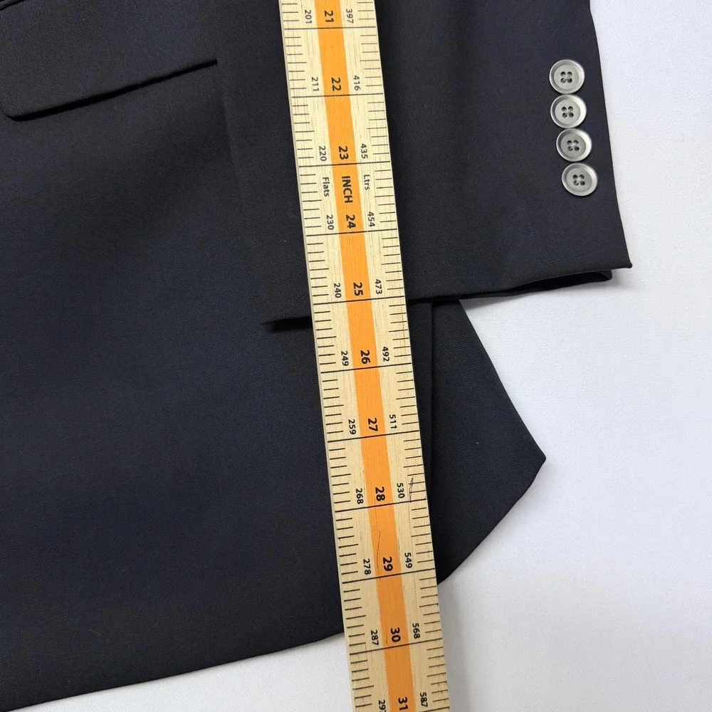 Calvin Klein Mens Black 100% Wool 2-Button Blazer Sport Coat Jacket 44R Macys
